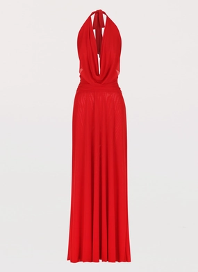 Elysia Mesh Maxi Dress - Cherry Red