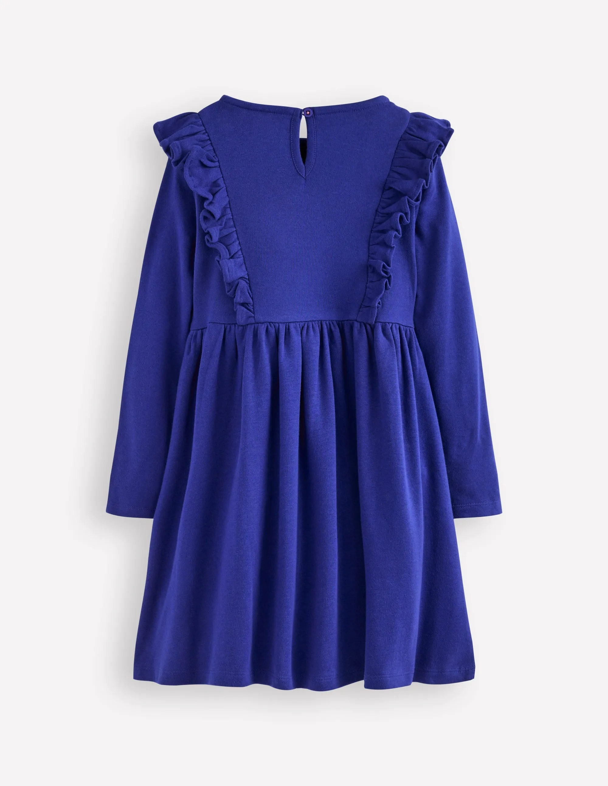 Embroidered Bodice Dress-Sapphire Blue Flowy Cut