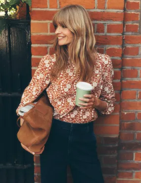 Sleeveless Top Embroidered Cotton Top-Brown