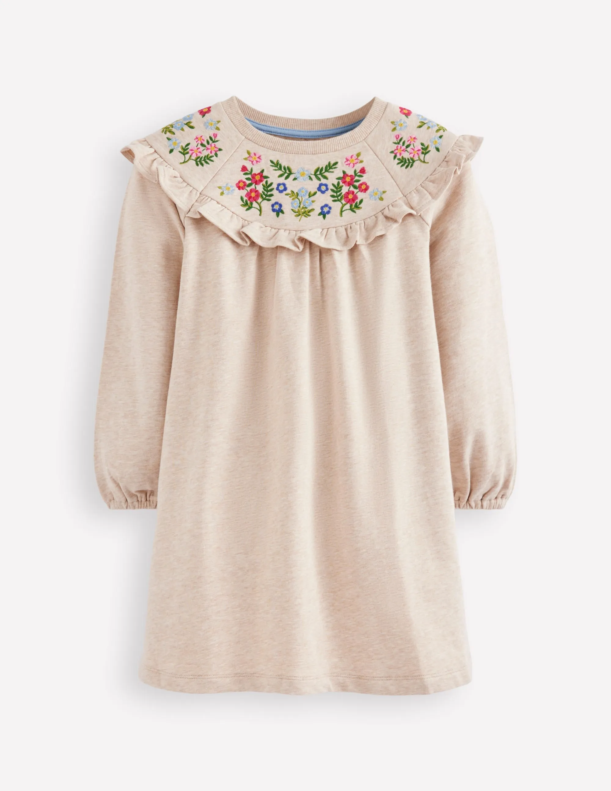 Embroidered Sweatshirt Dress-Oatmeal Marl Light and breezy summer dress Elegant Detail