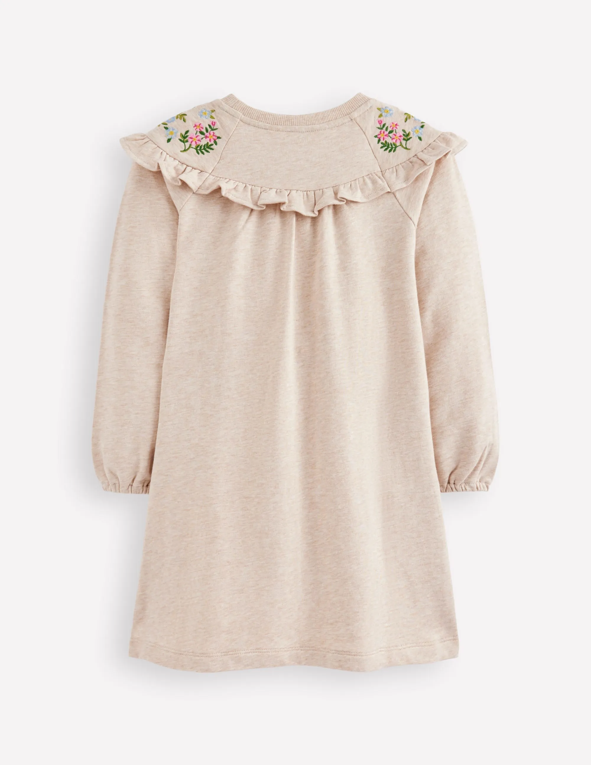 Embroidered Sweatshirt Dress-Oatmeal Marl Radiant Mood