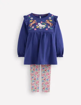 Colorfast Dye Everyday Chic Embroidered Tunic Set-Starboard Horse Embroidery