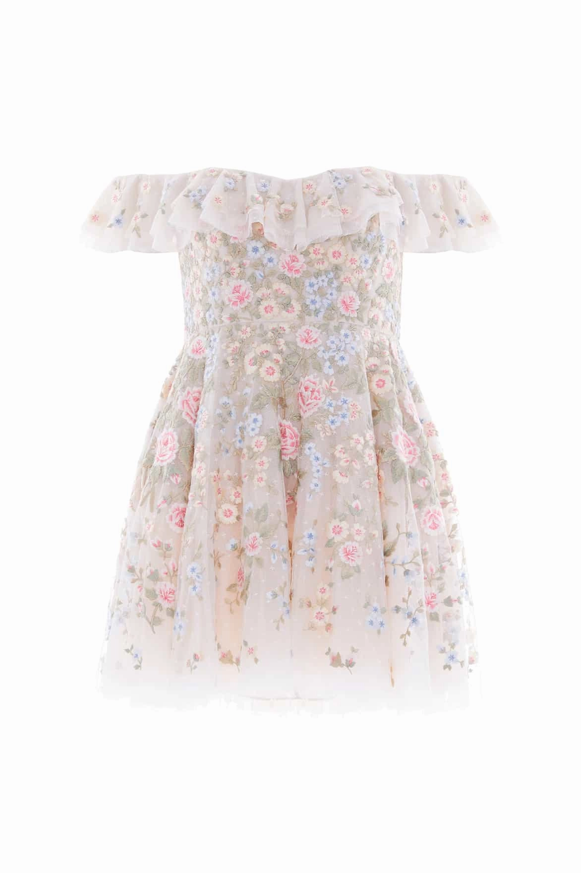 Body Positive Antoinettes Floral Off-Shoulder Micro Mini Dress