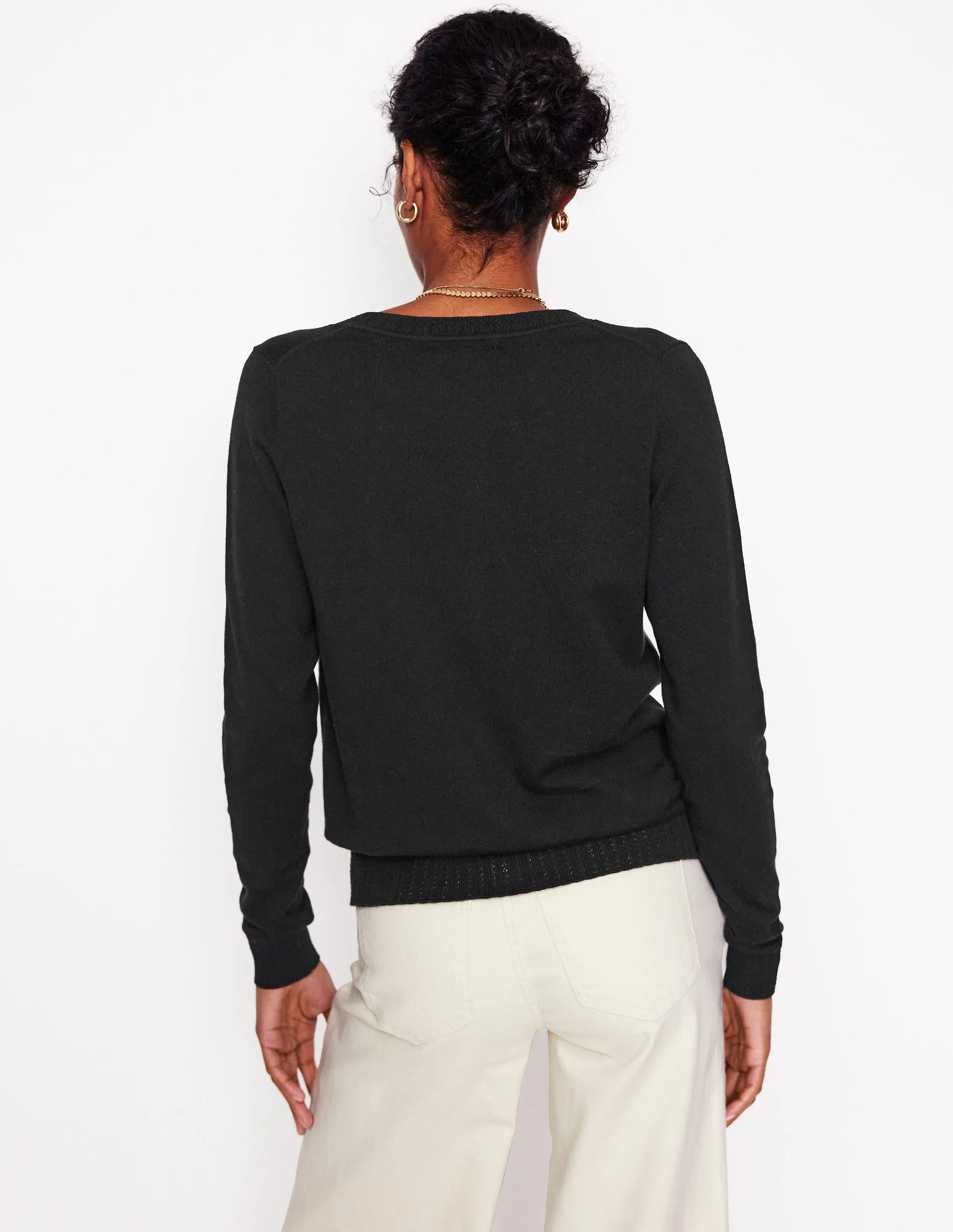 Emilia Cotton Crew Cardigan-Black Timeless Pick