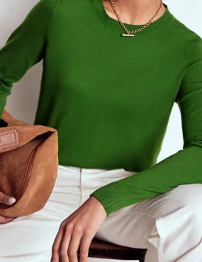 Fall Vibes Emilia Cotton Crew Jumper-Promenade Green