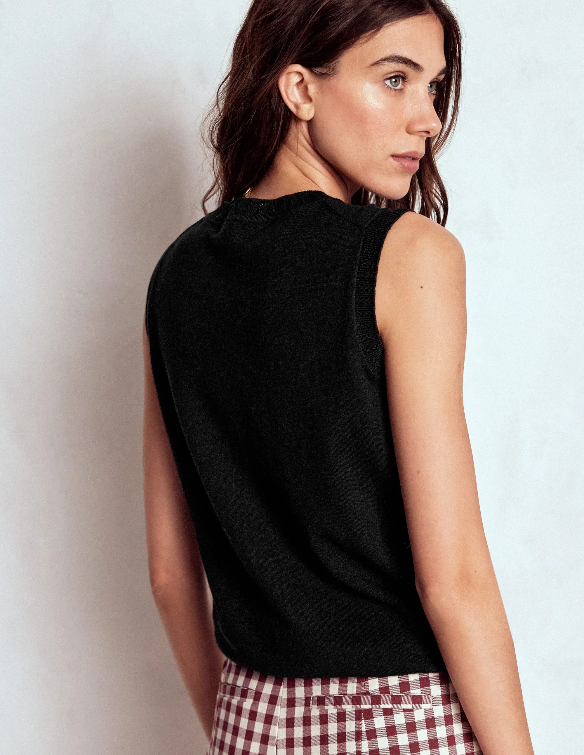 Emilia Cotton Crew Neck Tank-Black Home Layer