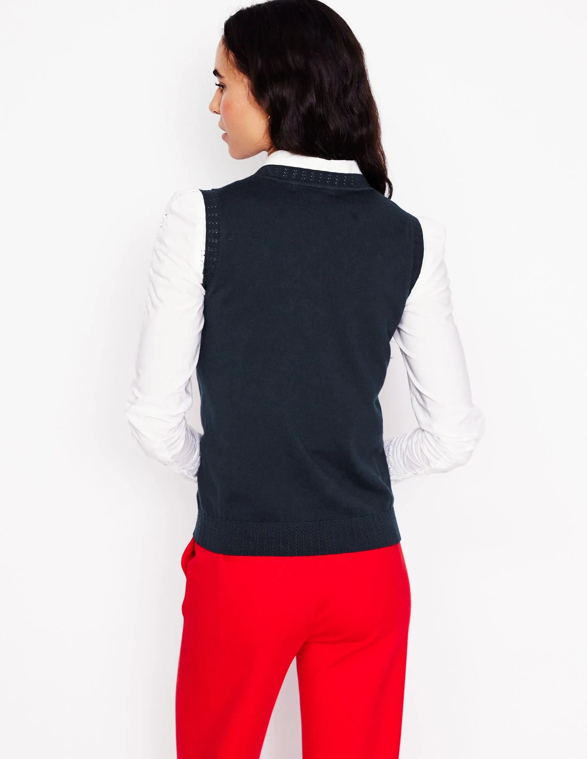 Emilia Cotton Crew Neck Tank-Navy Fall Fashion