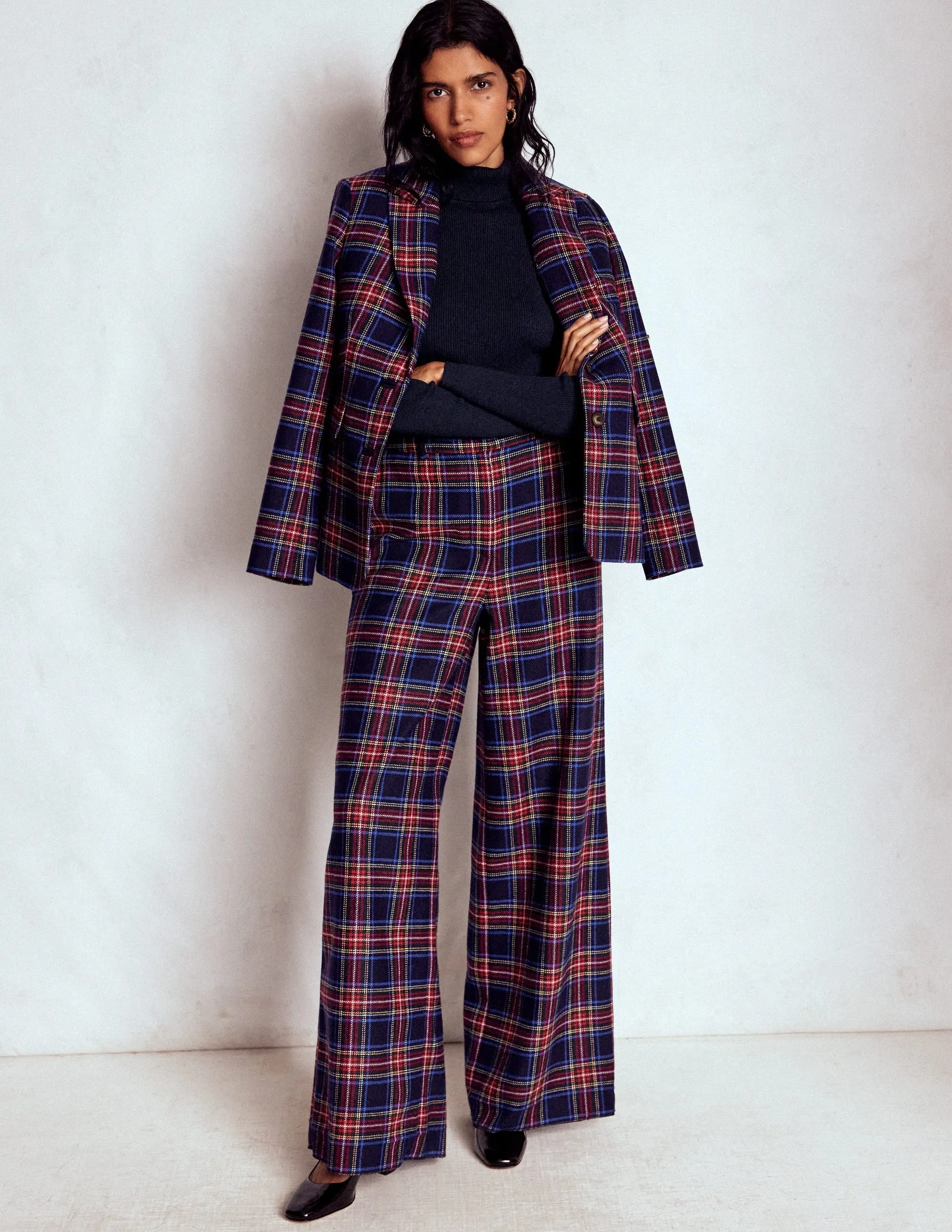 Emilia Cotton Roll Neck Jumper-Navy Travel Wear Moisture Wicking Technology