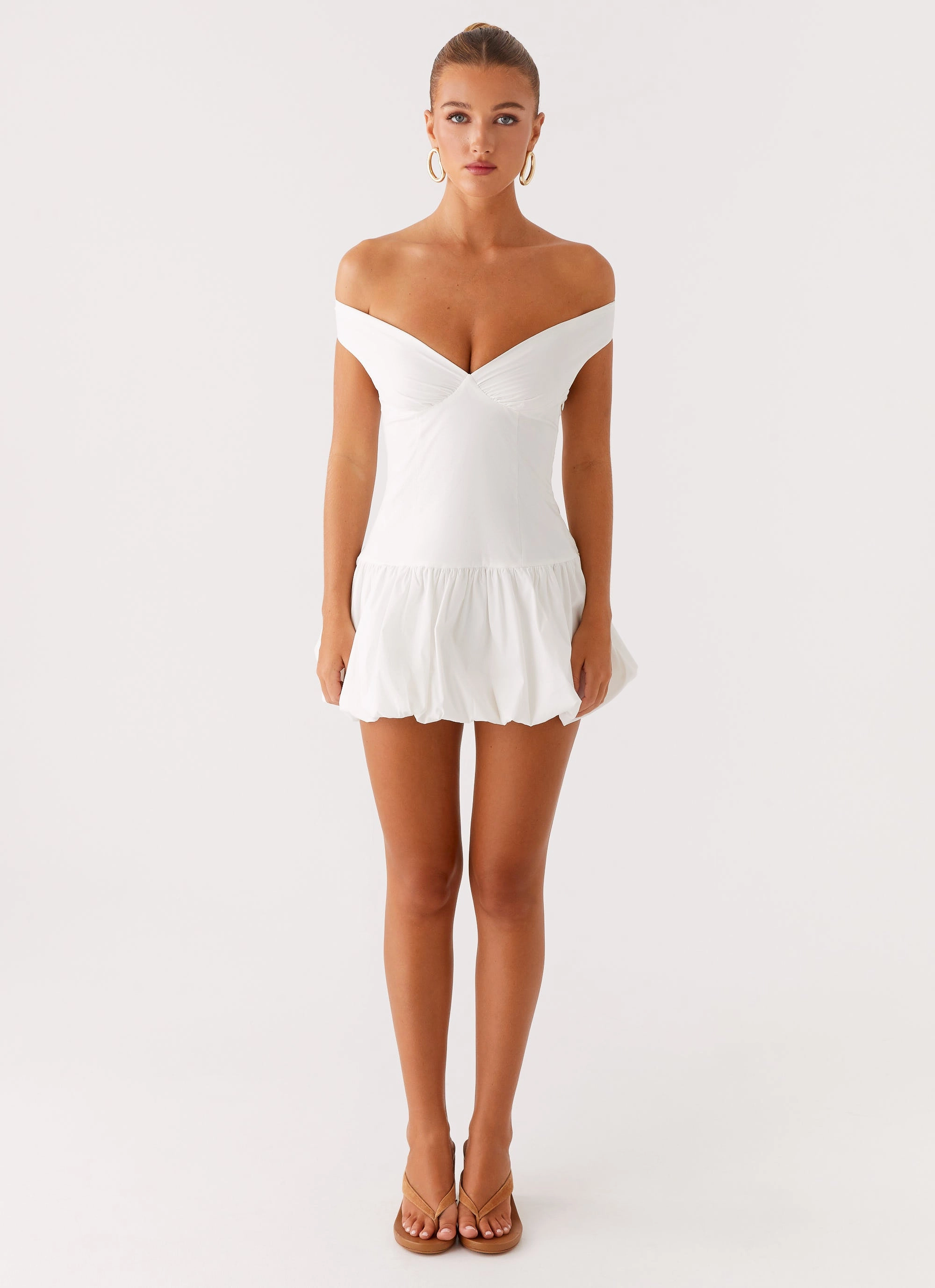 Endless Romance Off Shoulder Mini Dress - White