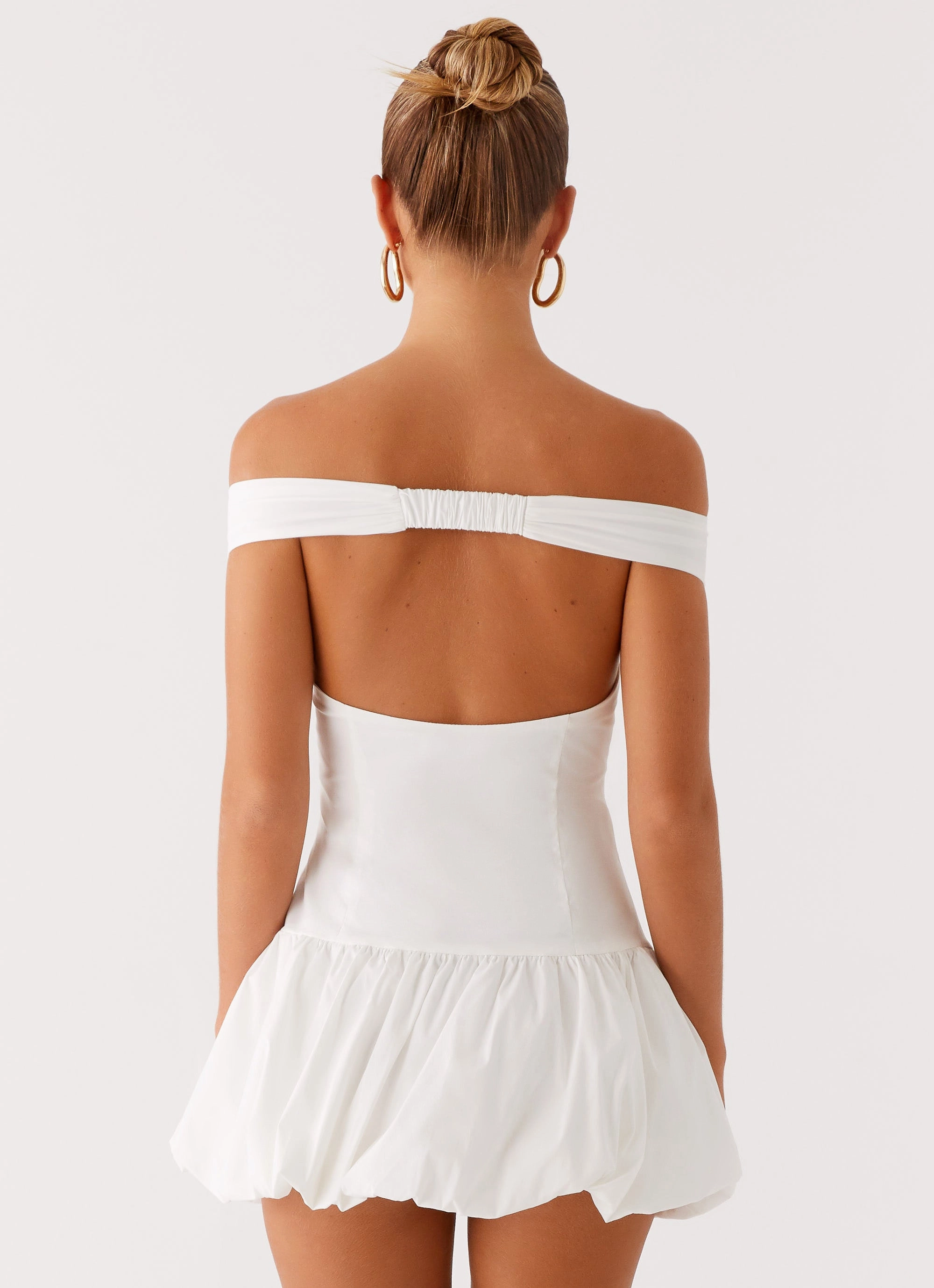 Endless Romance Off Shoulder Mini Dress - White