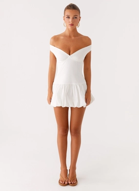 Endless Romance Off Shoulder Mini Dress - White