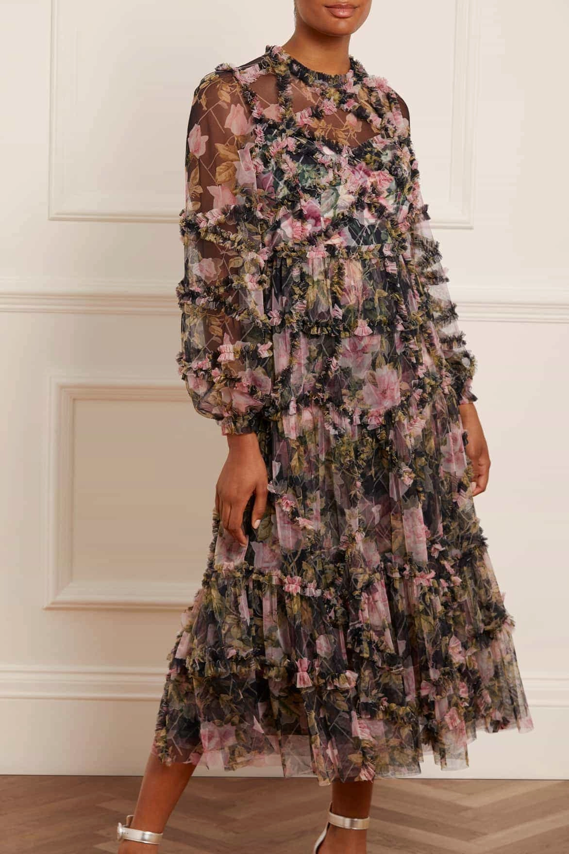 Layering Fit English Rose Diamond Ruffle Ballerina Dress