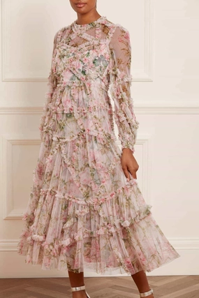 English Rose Diamond Ruffle Ballerina Dress Body Ease Comfort Stretch