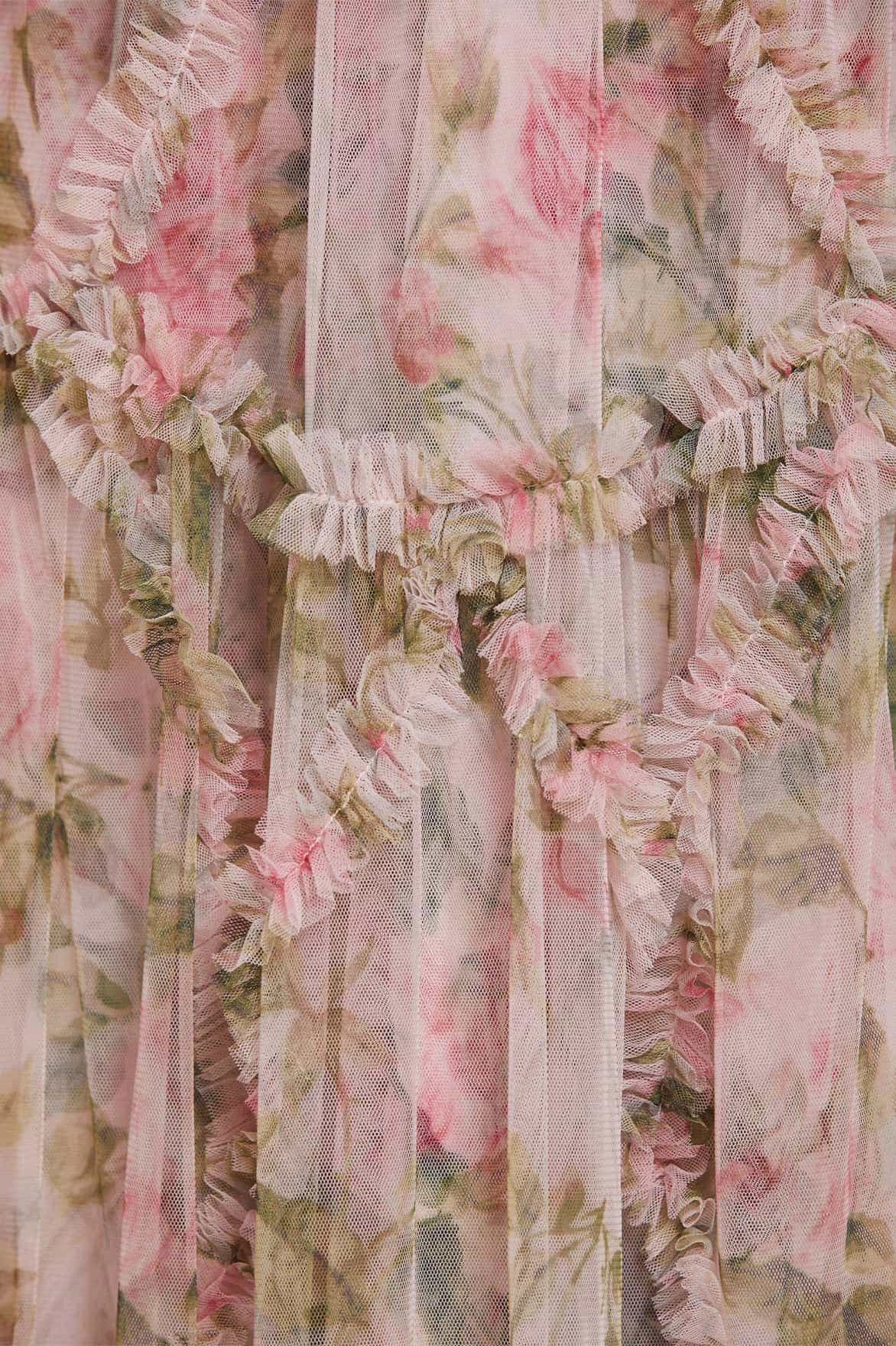 English Rose Diamond Ruffle Ballerina Dress Tassel-Detail