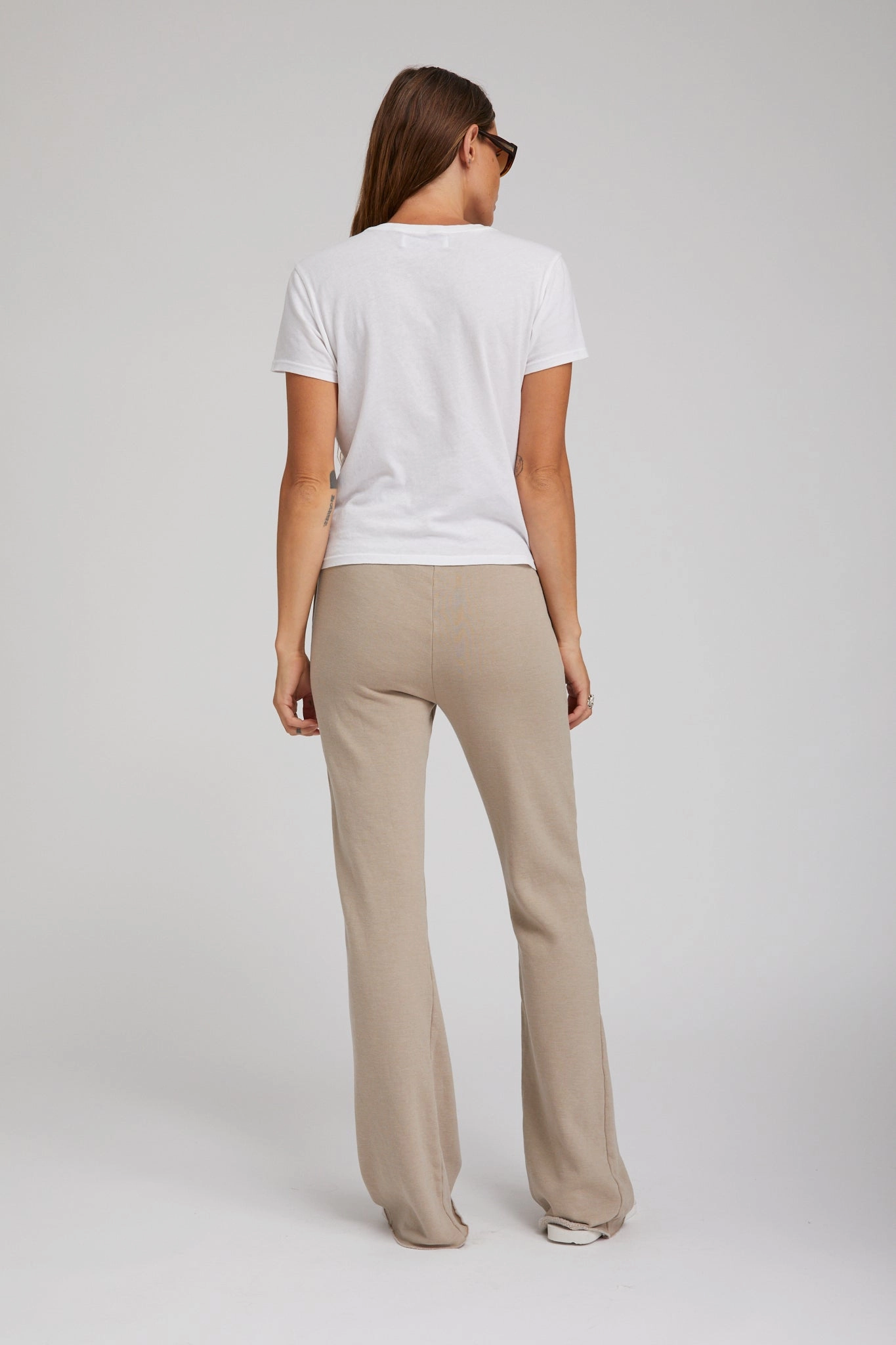 Four Way Stretch Material Light Khaki Straight Leg Sweatpants