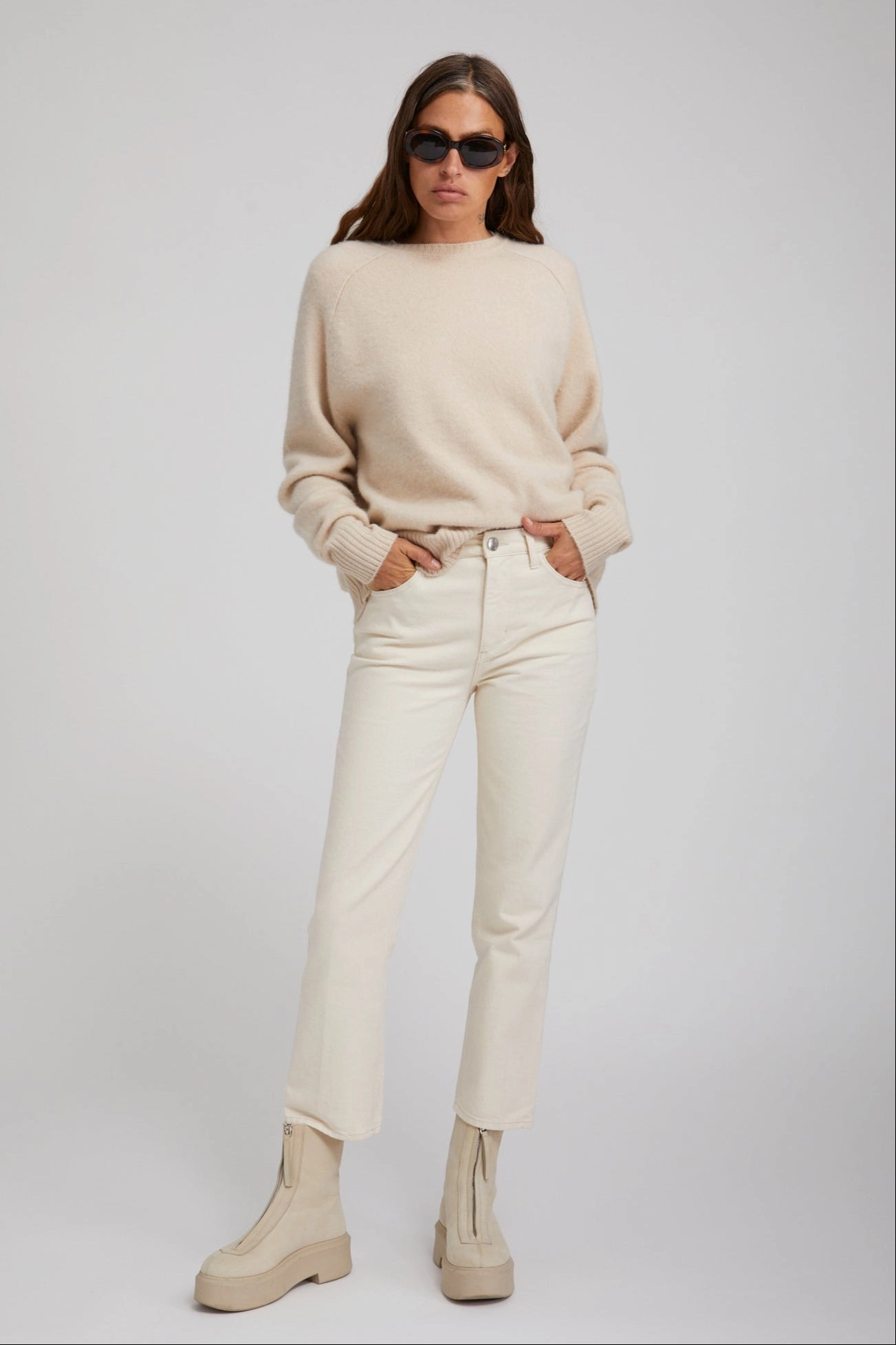 Yoko Crop Straight Leg Denim Breathable Linen Blend Double Stitched Hem