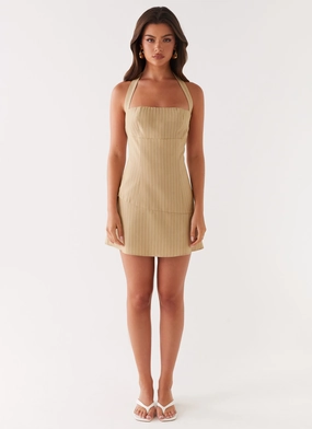 Erica Mini Dress - Beige Stripe