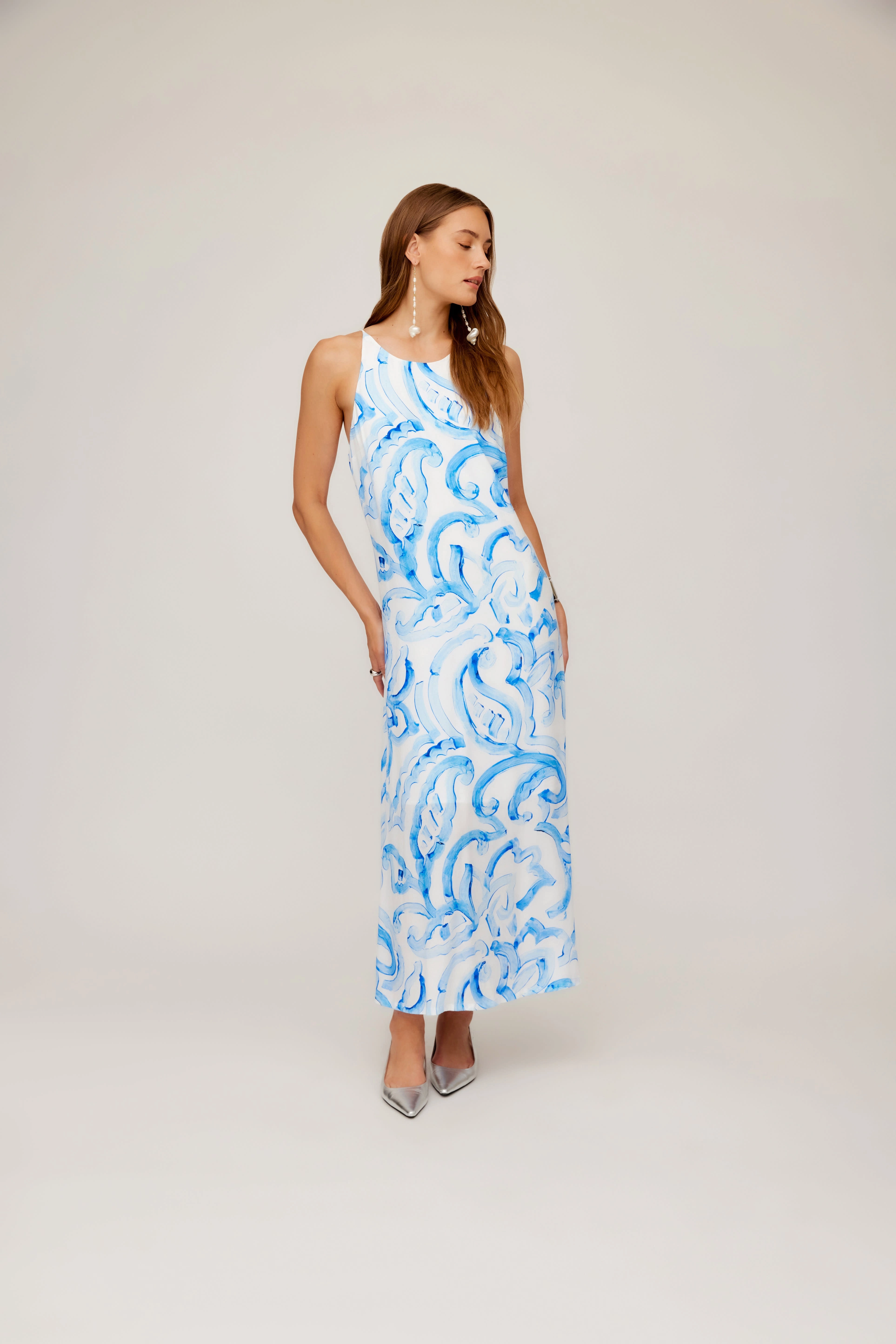 Trendy Tailoring Sera A Line Midi Painted Paisley Print