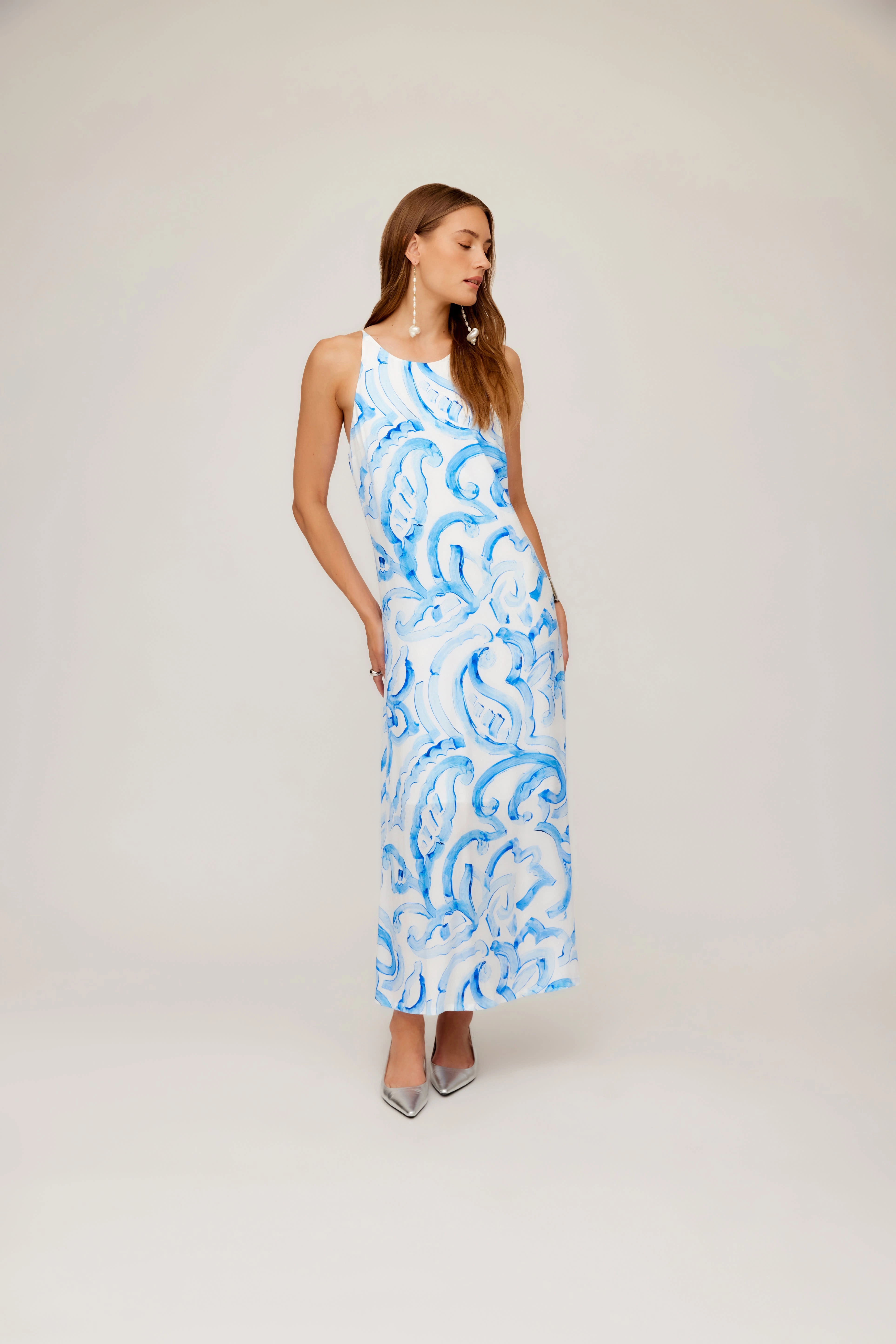 Romance Glow Sera A Line Midi Painted Paisley Print