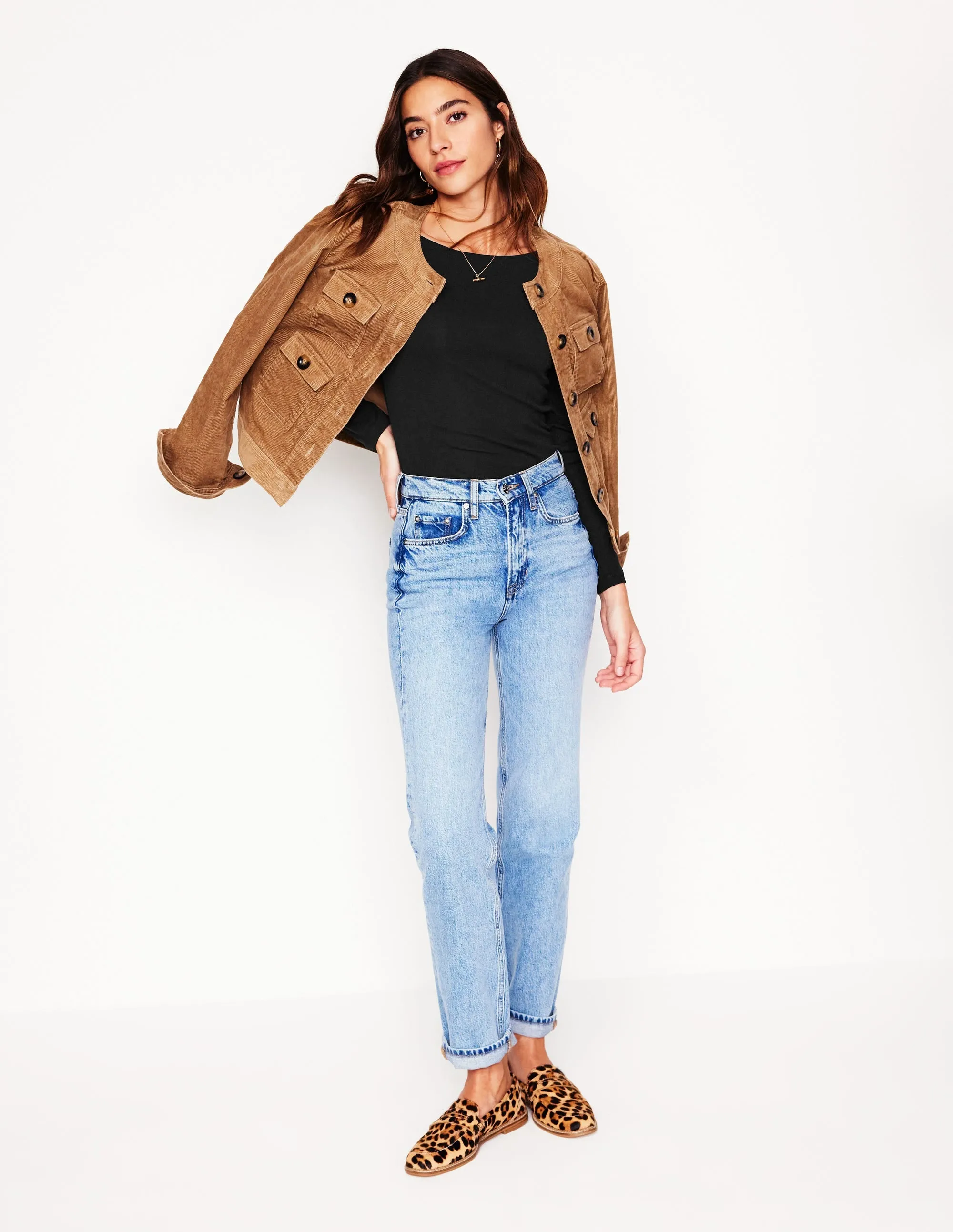 Tapered Cut FlatlockSeamTechnique Essential Boat-Neck Jersey Top-Black