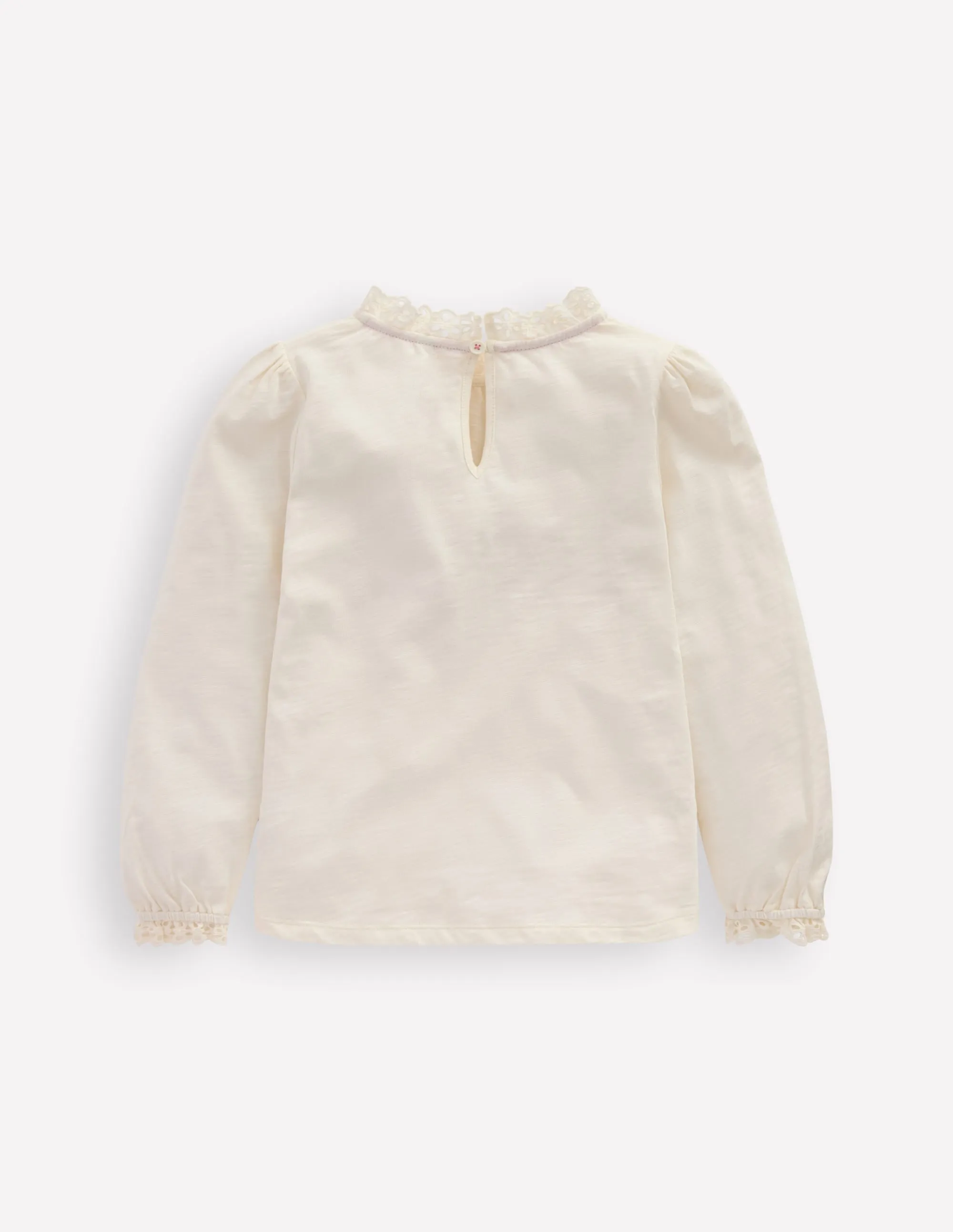 Broderie Trim Jersey Top-Soft Ivory warm weather Comfy Touch