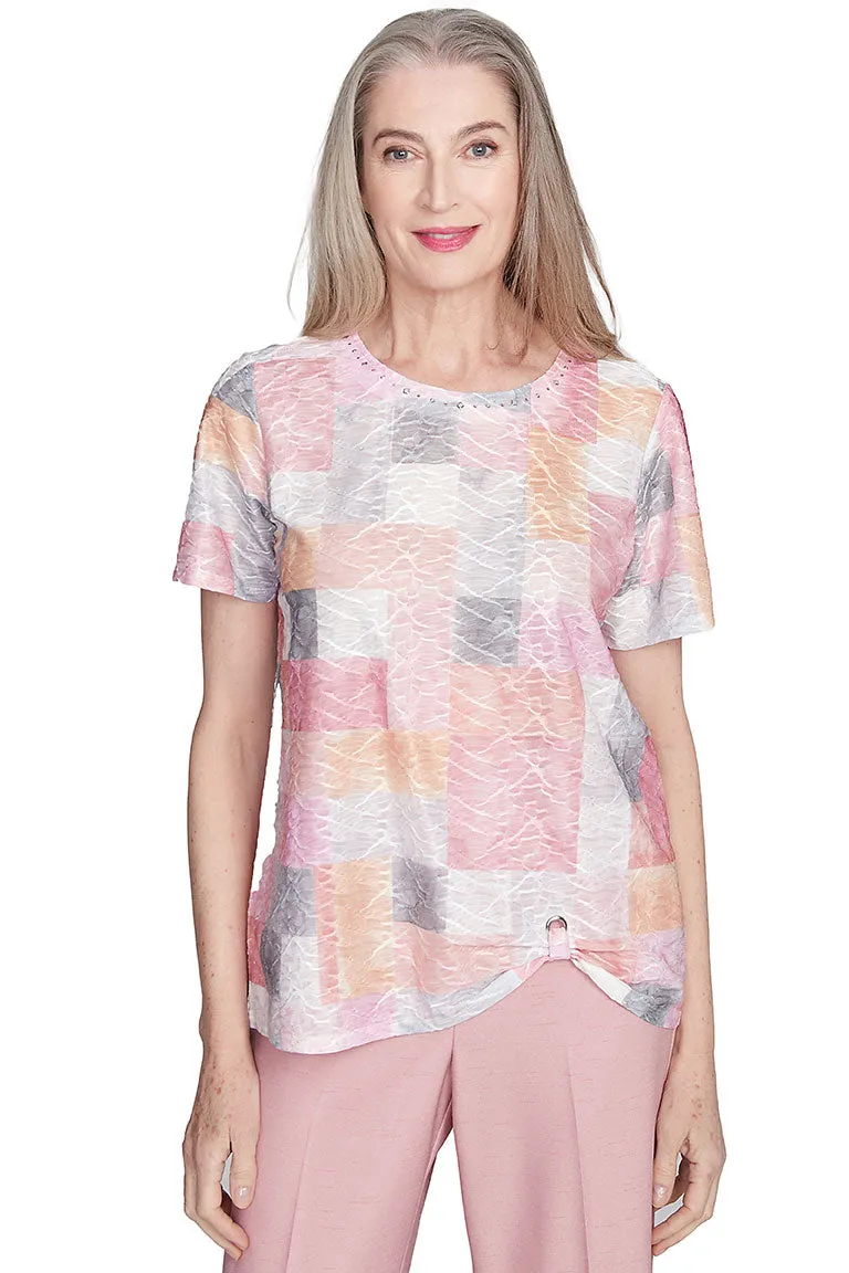 DoubleStitchedHem Non Restrictive Fit Estate Of Mind Color Block Blouse