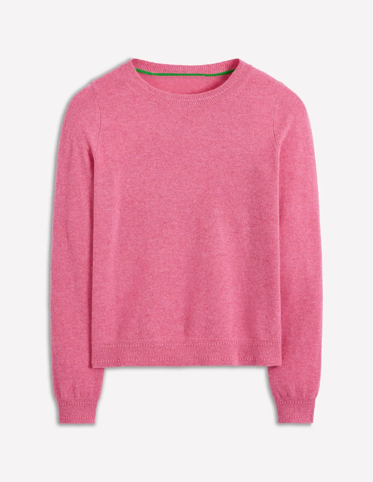 Eva Cashmere Crew Neck Jumper-Rose Pink Melange Quick Layer MidWeight Construction