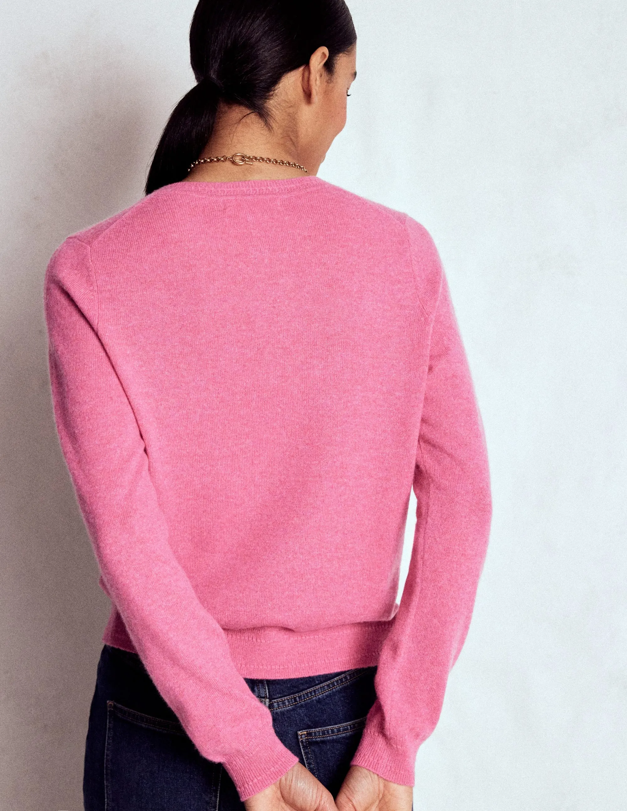 Cold Day Eva Cashmere Crew Neck Jumper-Rose Pink Melange