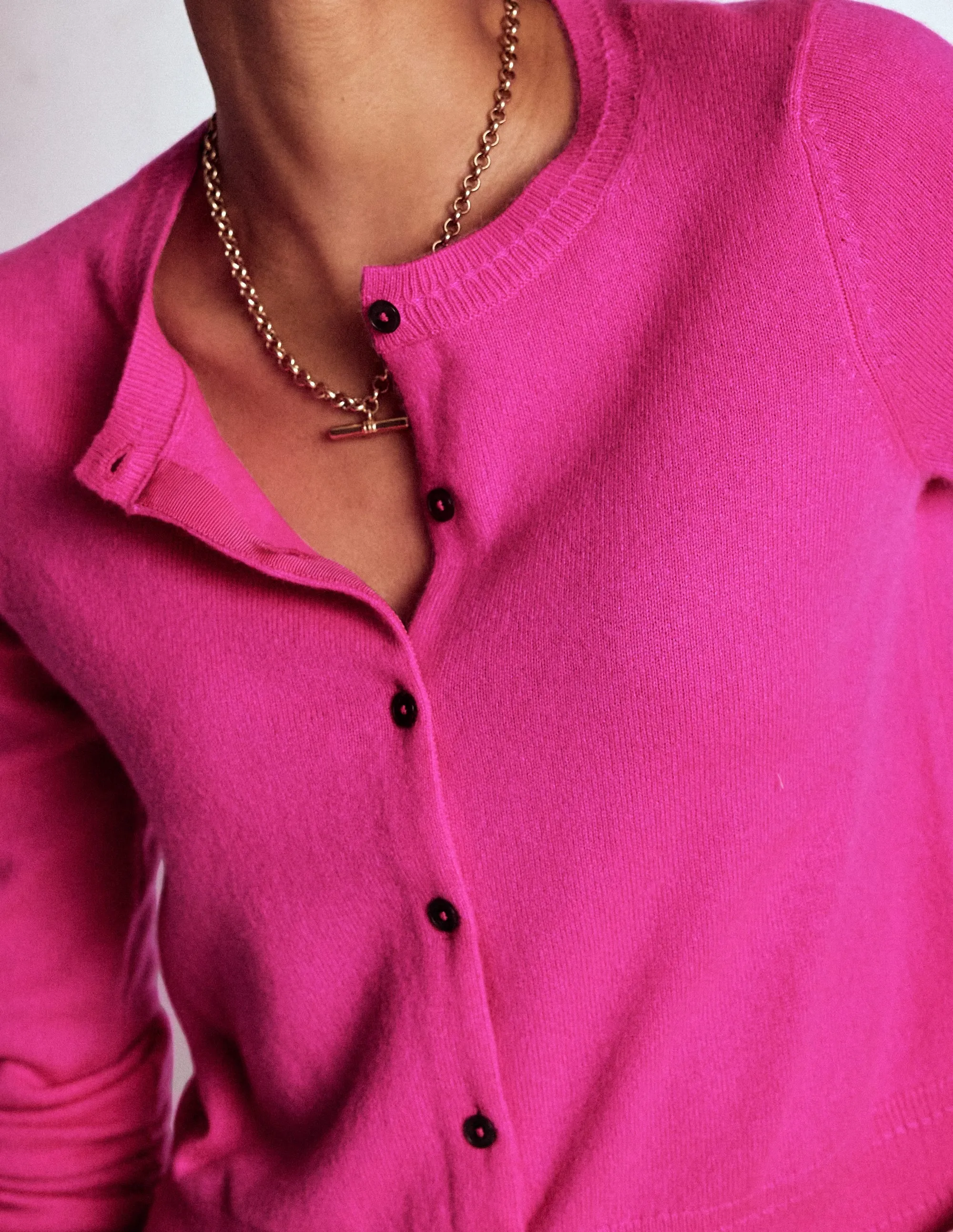 Fade Resistant Dye Simple Comforted Eva Cashmere Cropped Cardigan-Pop Pansy