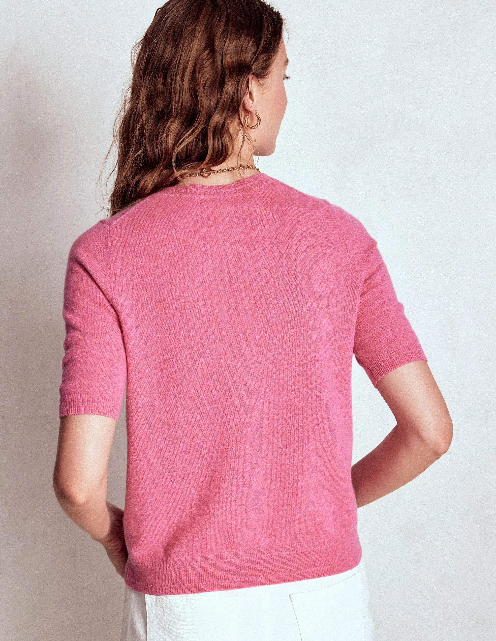 Eva Cashmere T-Shirt-Rose Pink Melange Versatile Trend