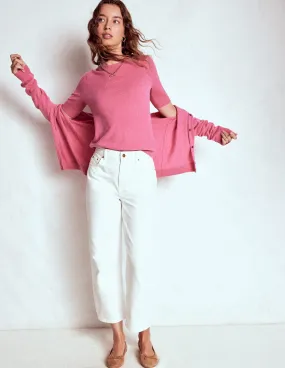 Eva Cashmere T-Shirt-Rose Pink Melange Temperature Regulating Knit Soft Material