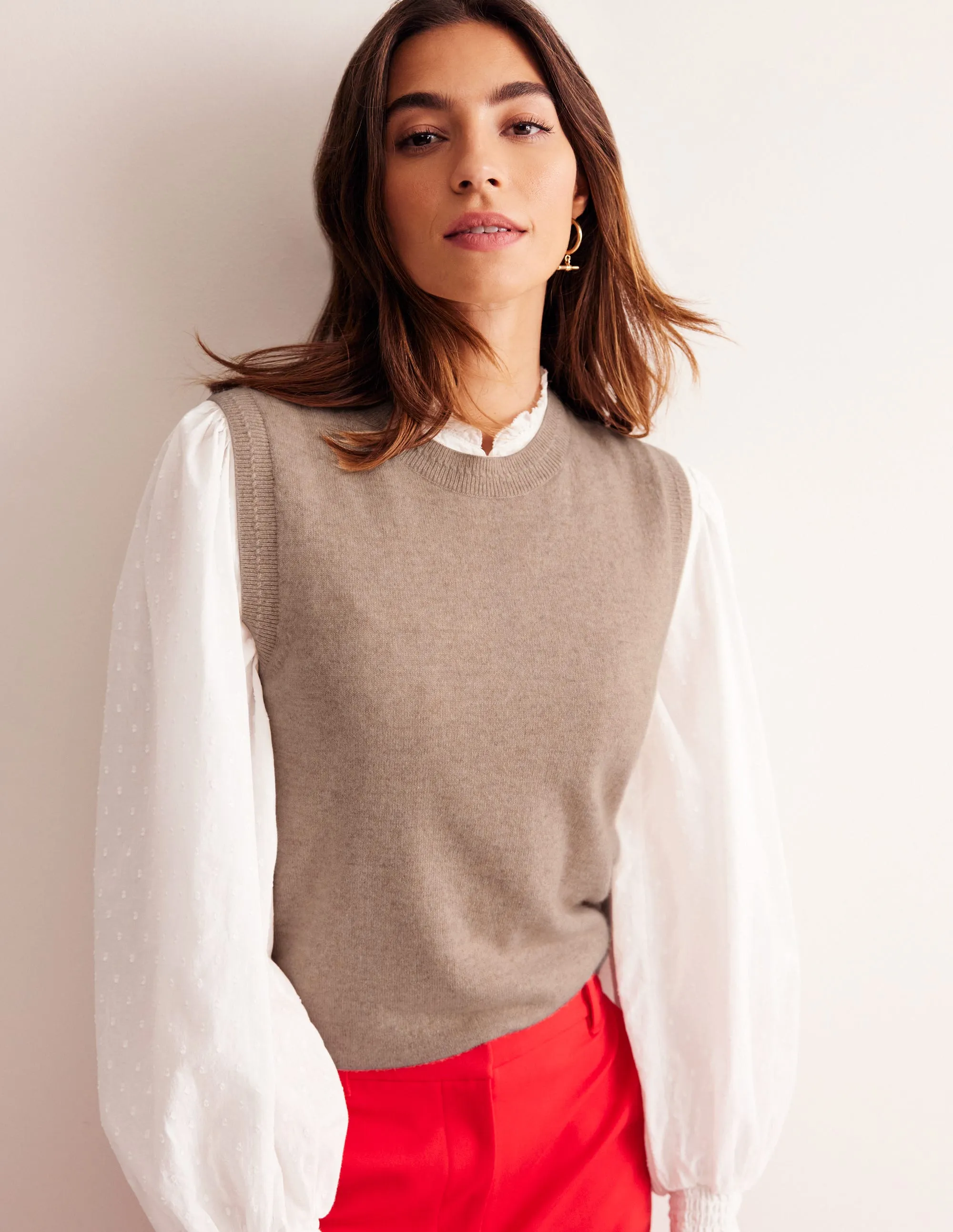 Effortless Style Eva Cashmere Tank-Chinchilla Melange