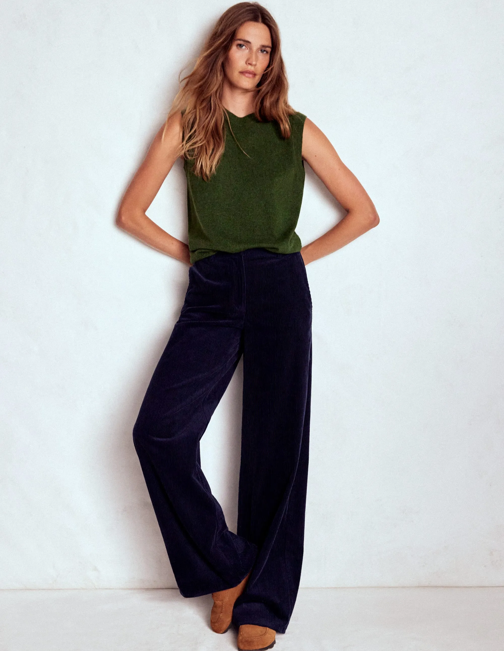 Stay Warm Eva Cashmere Tank-Leaf Green Melange