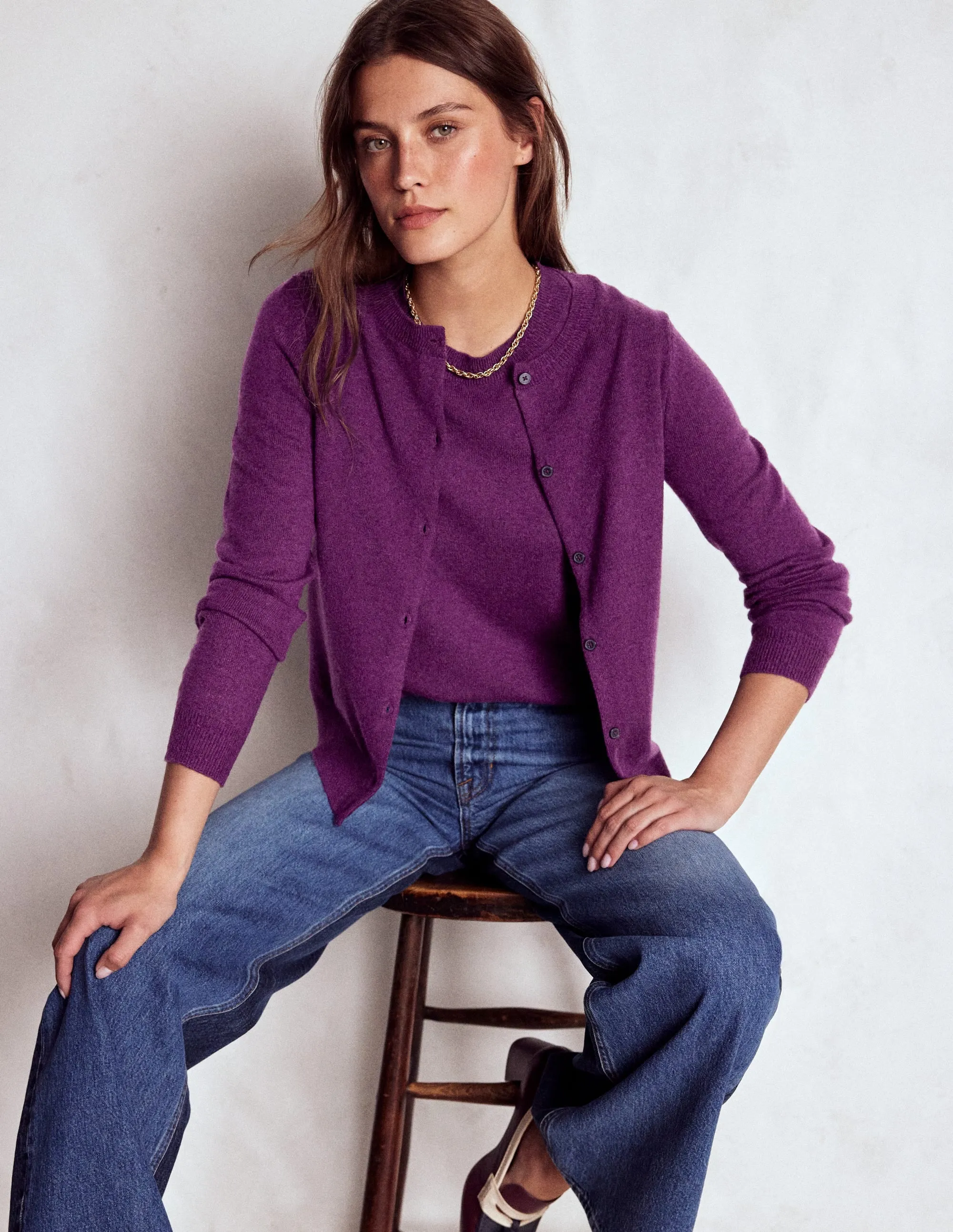 All Day Wear Eva Cashmere Tank-Plum Melange