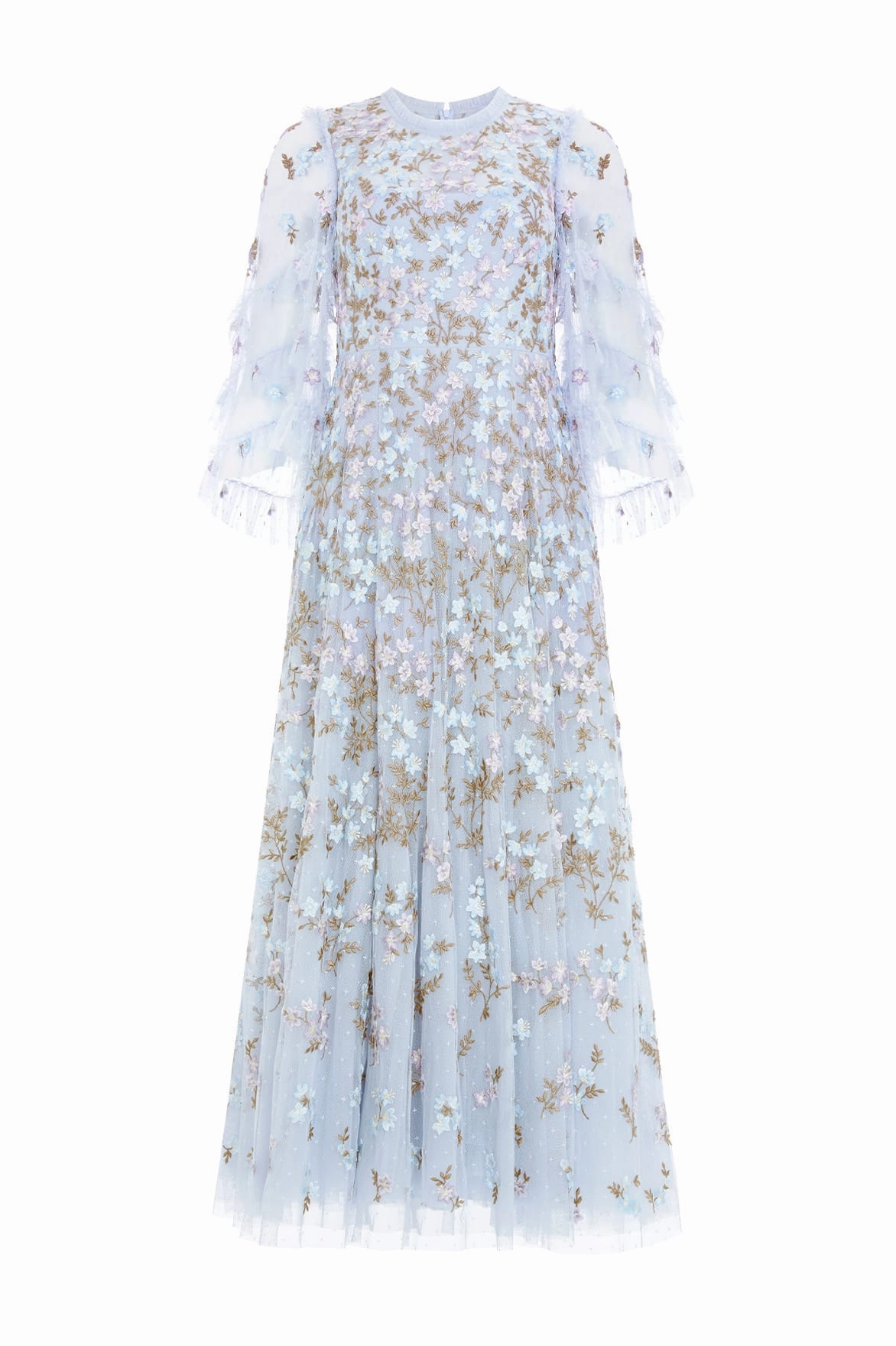 Everett Bloom Round Neck Ankle Gown Trendy Look High Hemline