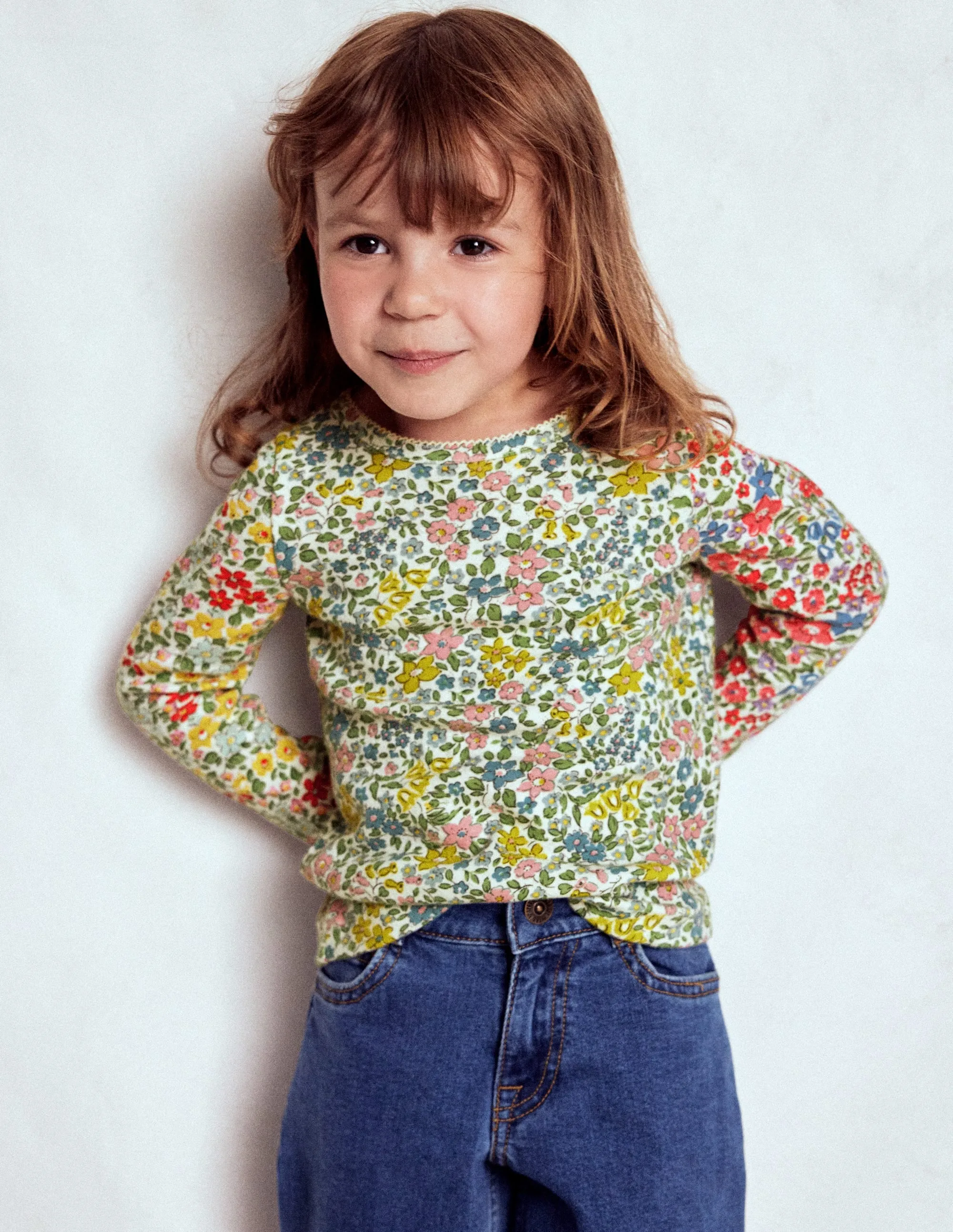 Moisture Wicking Fabric Zero Waste Production Long Sleeve Pointelle Top-Hotch Potch Floral