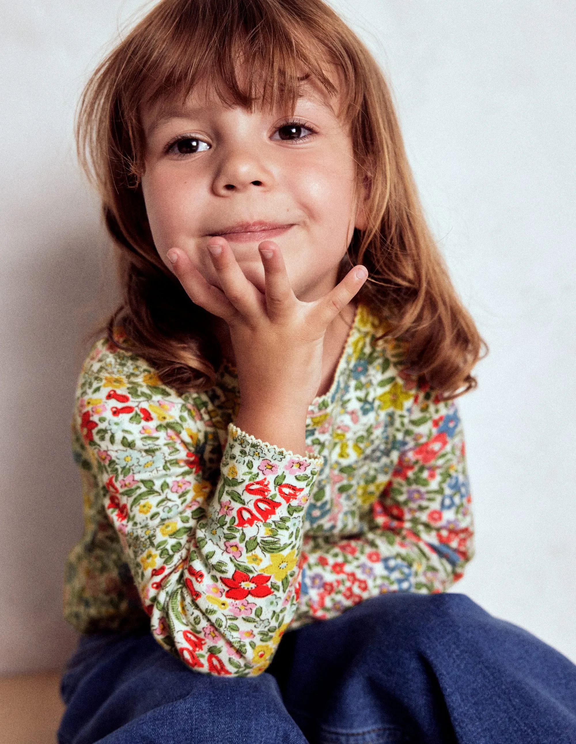 GarmentDyedTexture Long Sleeve Pointelle Top-Hotch Potch Floral