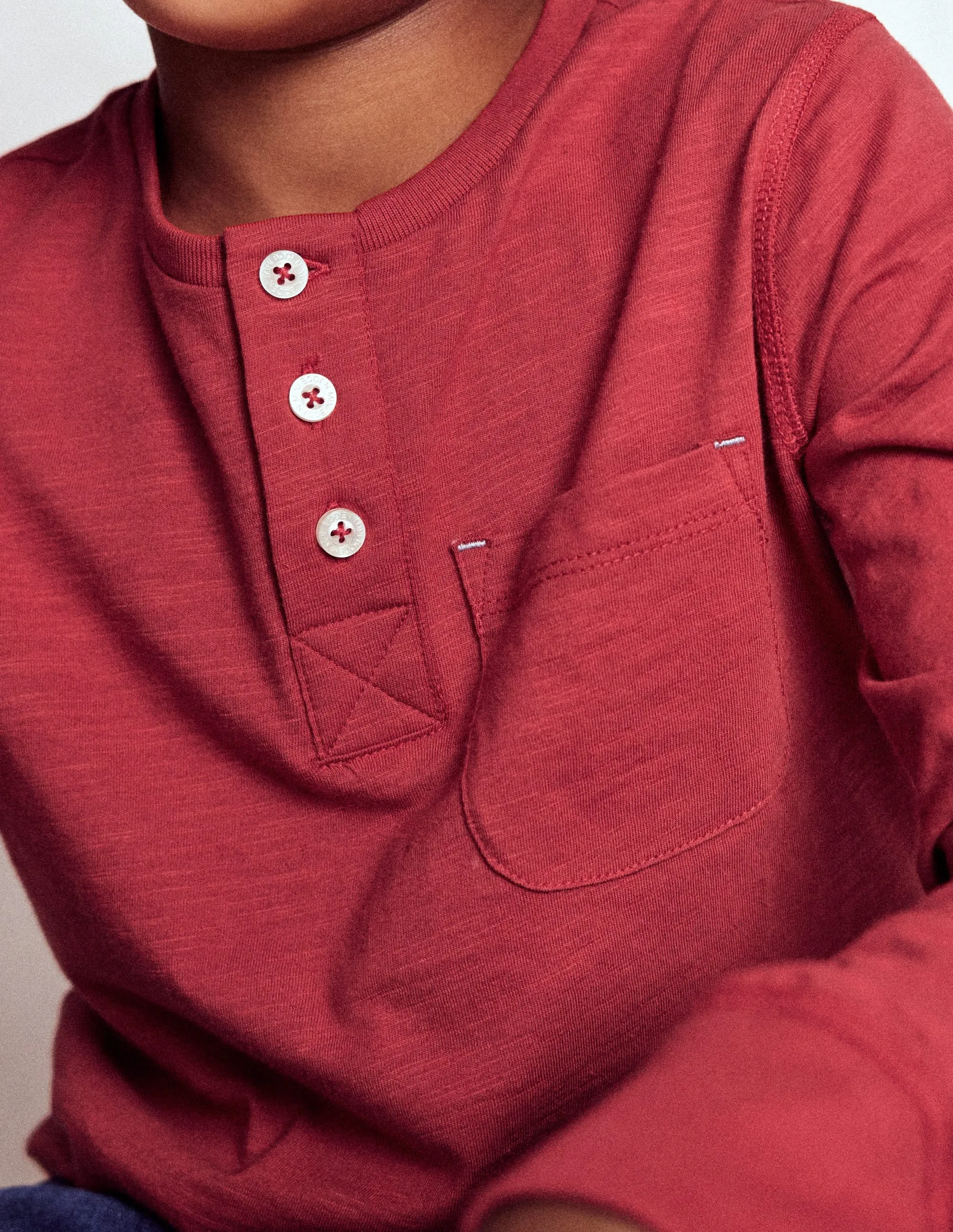 Everyday Henley T-shirt-Pomegranate red Anti Fade Technology