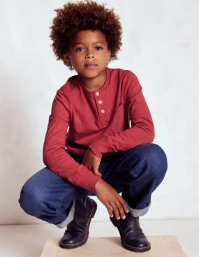 VentilatedMesh Eco Friendly Fabric Everyday Henley T-shirt-Pomegranate red