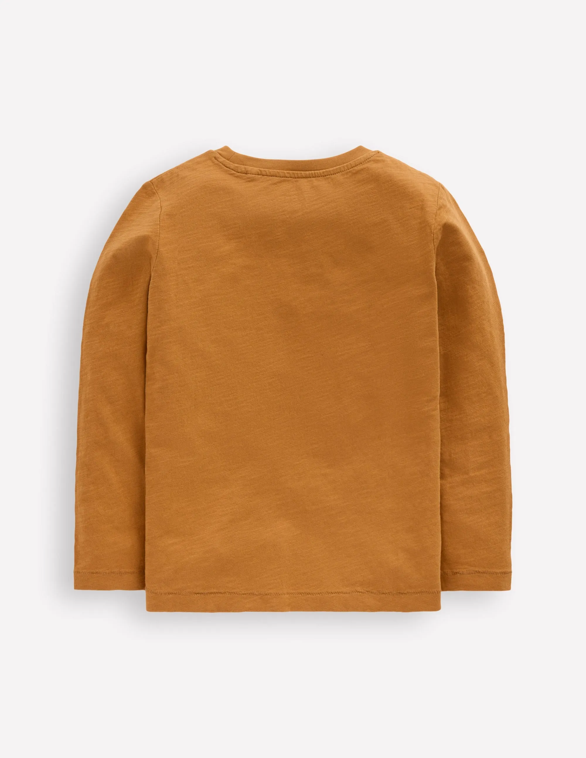 Double Layered Hem Flexible Ribbing Everyday Long Sleeve T-Shirt-Toffee Brown