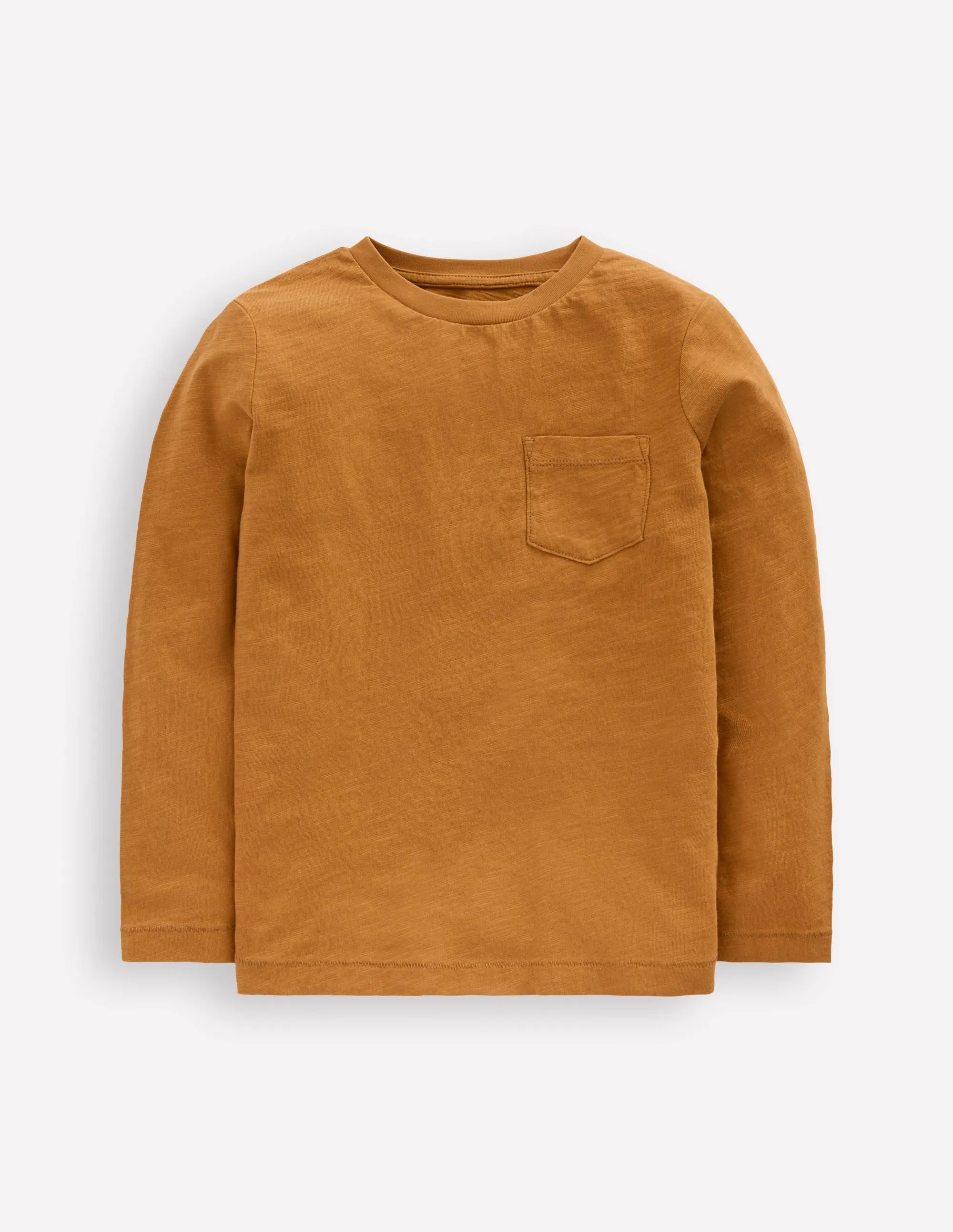 Asymmetrical hem Everyday Long Sleeve T-Shirt-Toffee Brown