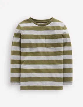 Everyday Long Sleeve T-Shirt-Woodland Green/ Grey Marl Antibacterial Fabric
