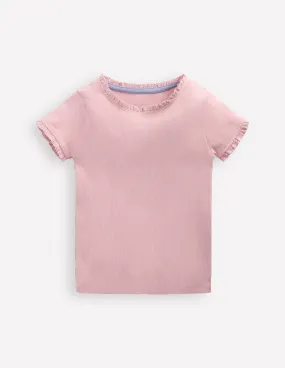 Anti Bacterial Treatment Short Sleeve Ribbed T-shirt-French Pink