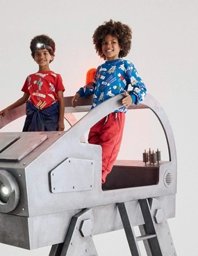 Multi Panel Design Everyday Printed Sweatshirt-Kingfisher Blue Satellites