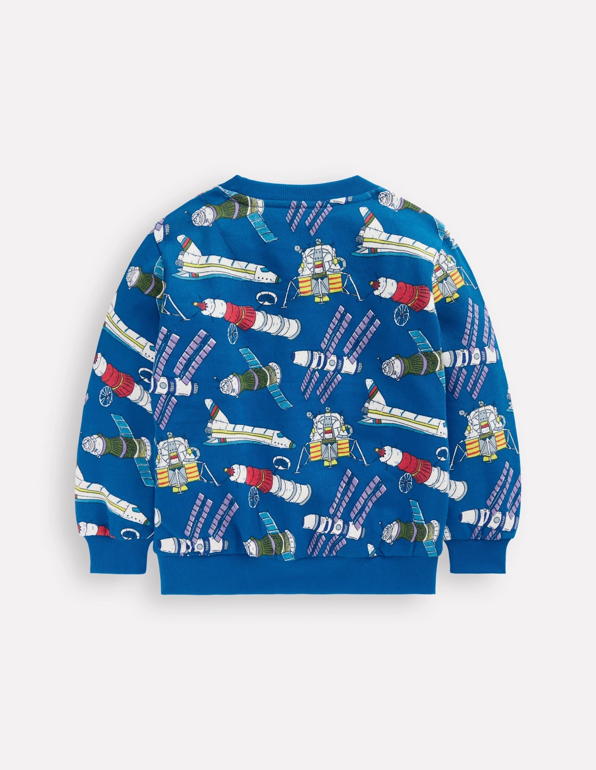 HighDensity Knit ArticulatedElbowShaping Everyday Printed Sweatshirt-Kingfisher Blue Satellites