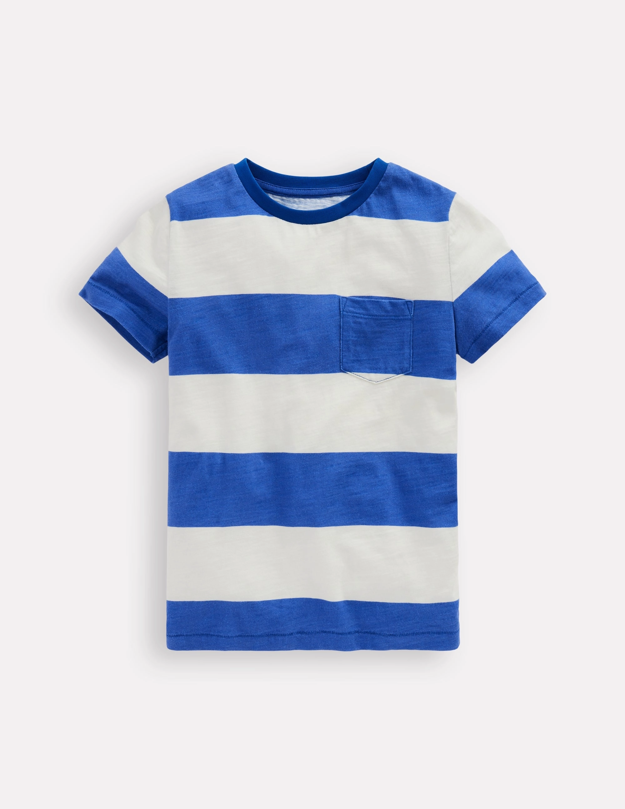 Everyday Short Sleeve T-Shirt-Bright Blue /Soft Ivory Stripe Distressed Texture