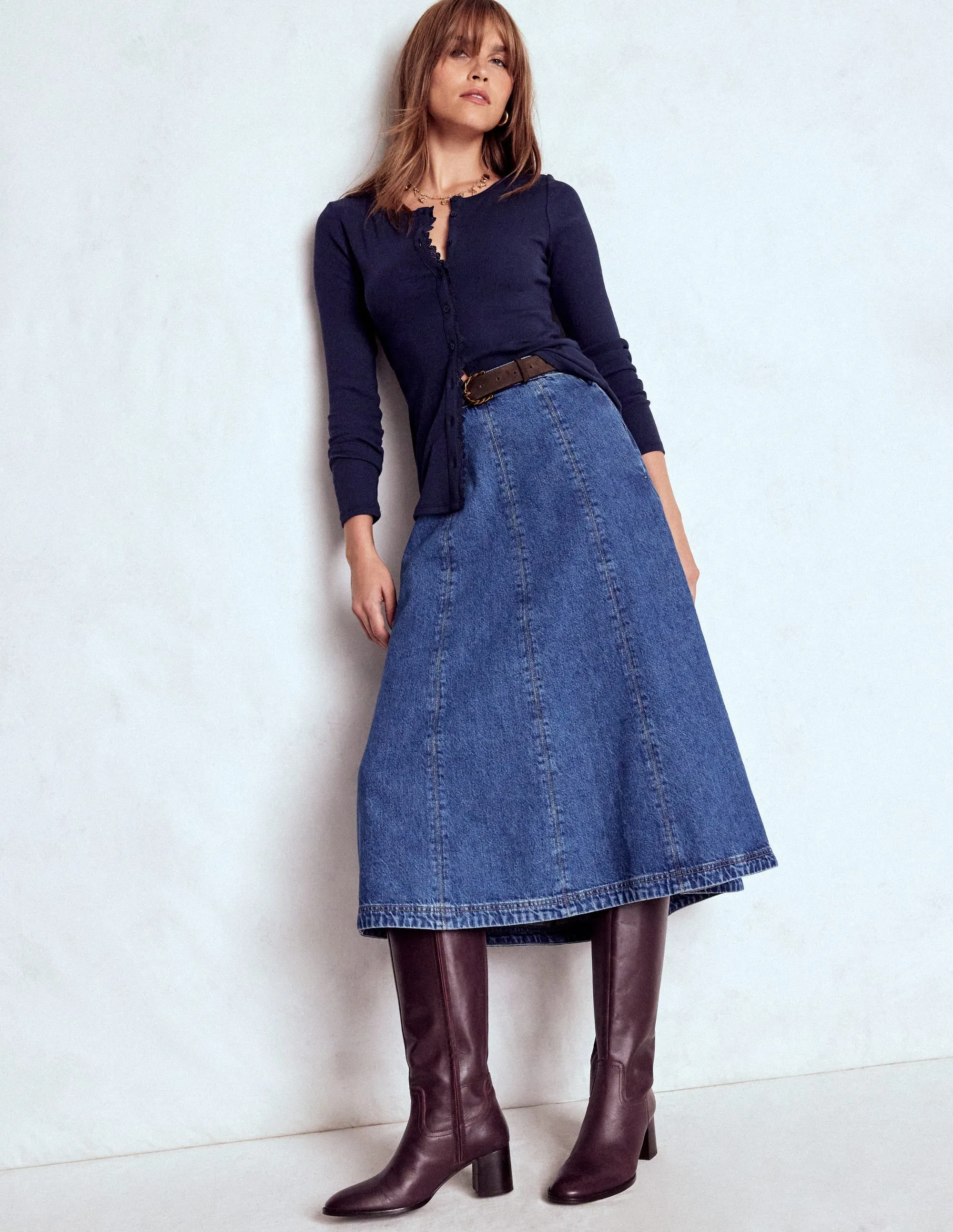 Thermal Regulation Technology FlexibleLayeredConstruction Evie Button Through Ribbed Top-Navy