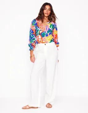 Evie Double Cloth Top-Multi, Foliage Twirl DropShoulder Non Restrictive Fit