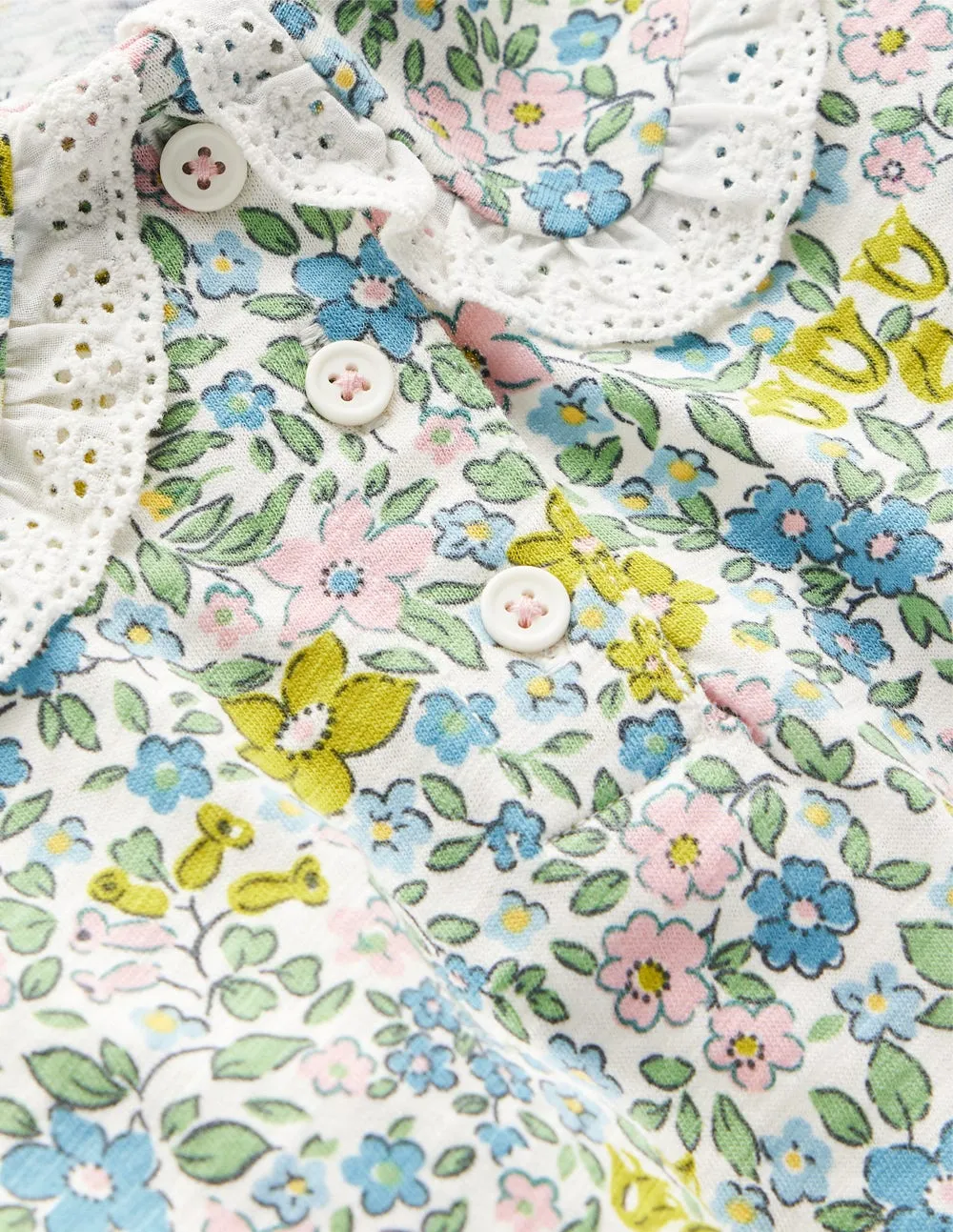 TearResistant Fabric MinimalistStitching Collared Slub Top-Pear Green Flowerbed