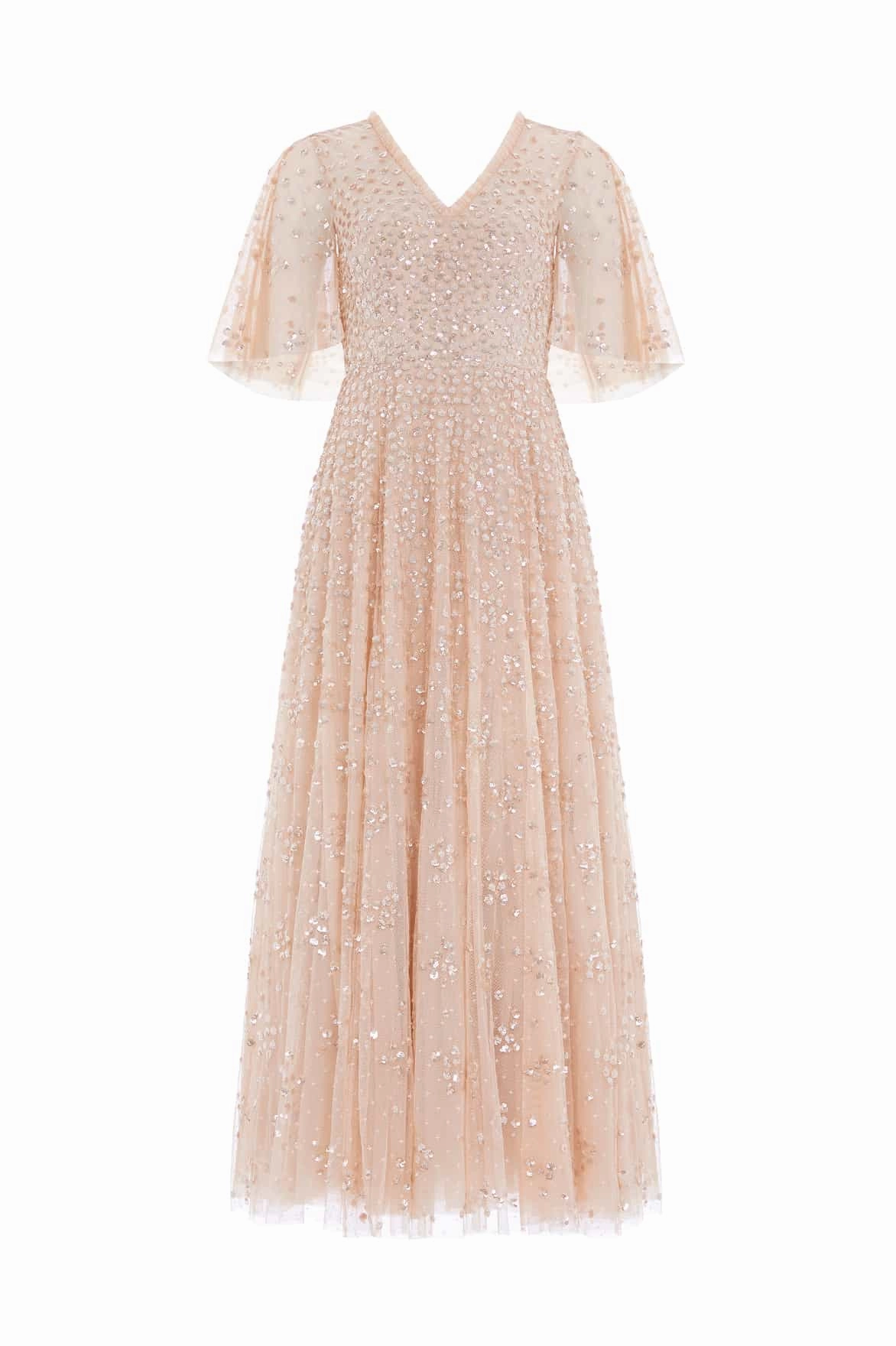 Style Vibes Jewel Tones Leila Dot V-Neck Cape Ankle Gown